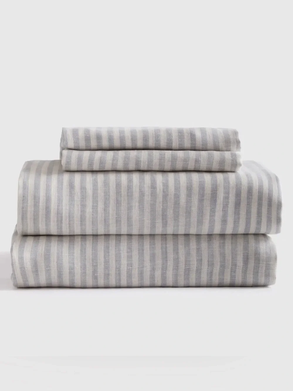 NWOT Quince European Linen 4 Piece Stripe Sheet Set, Full (Mist/White)